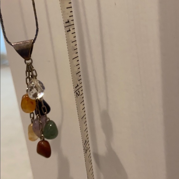 Silver Pendant Necklace with Colorful Stones - Picture 3 of 5